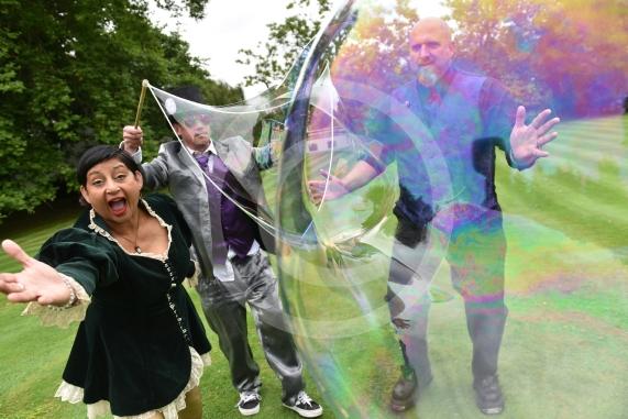 Once Upon a Bus are running a September event Weir Bank, Monkey Island Lane, BrayL-R Arti Sharma-Grey, Matt Grey, Baz Cilia