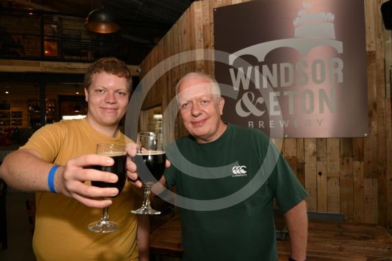 LtoR Russell Parker and Mike Parker.Windsor Beer Festival, Windsor and Eton Brewery, Units 1-4 , Vansittart Estate, Windsor.