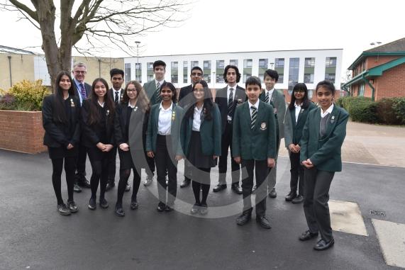 Langley Grammar School in their new building. They have been given an &lsquo;outstanding&rsquo; rating by Ofsted. Reddington Drive, Langley