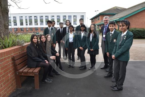 Langley Grammar School in their new building. They have been given an &lsquo;outstanding&rsquo; rating by Ofsted. Reddington Drive, Langley