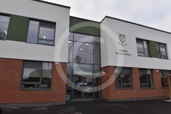 Langley Grammar School in their new building. They have been given an &lsquo;outstanding&rsquo; rating by Ofsted. Reddington Drive, Langley