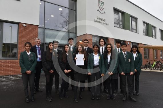 Langley Grammar School in their new building. They have been given an &lsquo;outstanding&rsquo; rating by Ofsted. Reddington Drive, Langley