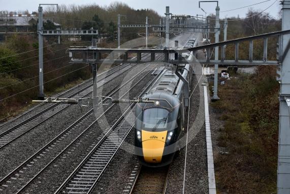 Trains on railway line, Breadcroft Lane, MaidenheadTrain, Railway