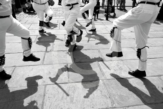 Windsor Guildhall, Windso.  Morris dancers performing on the streets of Windsor