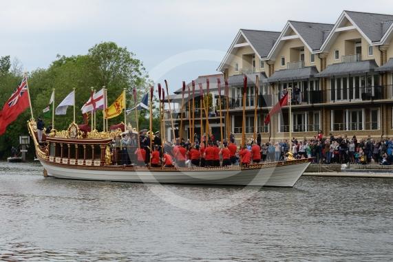 Gloriana.The Platinum Jubilee Flotilla journey through Windsor.
