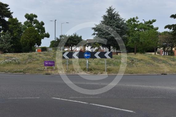Roundabout at junction of Farnham Rd and Cumberland Avenue, Slough