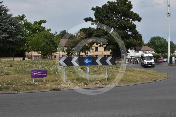 Roundabout at junction of Farnham Rd and Cumberland Avenue, Slough