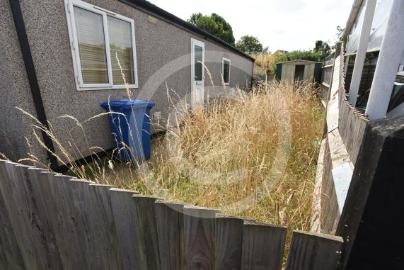 Brownfield Gardens, Maidenhead Susan Moorcock (75 years old) and Arthur Freeman (92 years old) live next door to another mobile home where they say the grass has gone dry and straw like and is as tall as their fence. 