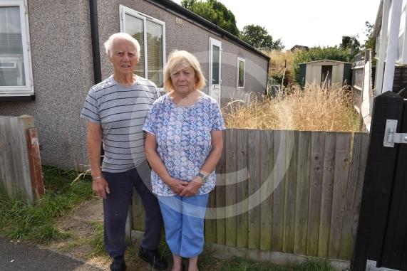 Brownfield Gardens, Maidenhead Susan Moorcock (75 years old) and Arthur Freeman (92 years old) live next door to another mobile home where they say the grass has gone dry and straw like and is as tall as their fence. 