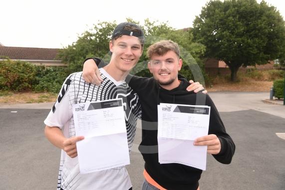 LtoR Jonathan Barrett and Oscar Parr.A-Level results day.Furze Platt Senior School, Furze Platt Rd, Maidenhead.