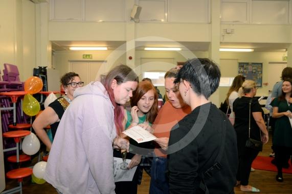 GCSE results day.St Joseph's Catholic High School, Shaggy Calf Lane, Slough.