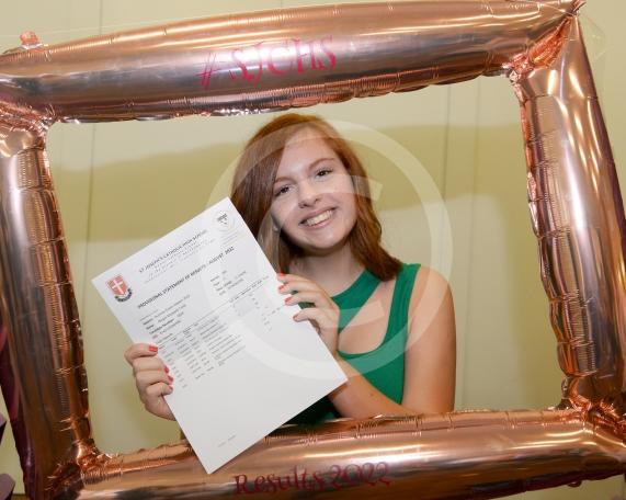 Megan Cobb, 16.GCSE results day.St Joseph's Catholic High School, Shaggy Calf Lane, Slough.