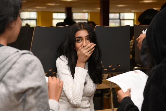 Alishbah Atif, 16.GCSE results day.Upton Court Grammar School, Lascelles Road, Slough.