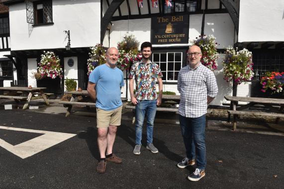 The Bell has been named as one of the regional finalists for CAMAR’s pub of the year.L-R Iain Ganson, Adam Town, Scott GansonThe Bell, The Street, Waltham St Lawrence