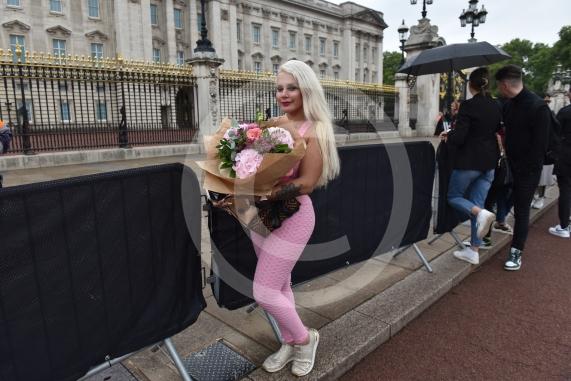 Scenes outside Biuckingham Palace, London, awaiting the Queen&rsquo;s Coffin