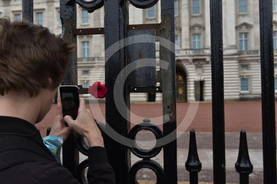 Scenes outside Biuckingham Palace, London, awaiting the Queen&rsquo;s Coffin
