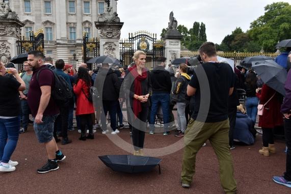 Scenes outside Biuckingham Palace, London, awaiting the Queen&rsquo;s Coffin