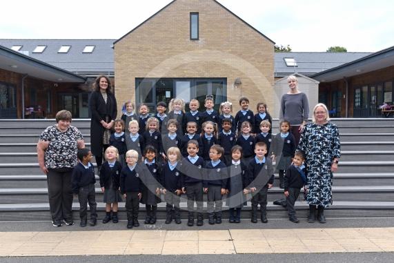 Zebra class with teacher Mrs Goodson-Smith and Ms McArdle and teaching assistants Miss Ward and Mrs Kirk at Oldfield Primary School. Photo by Emma Sheppard