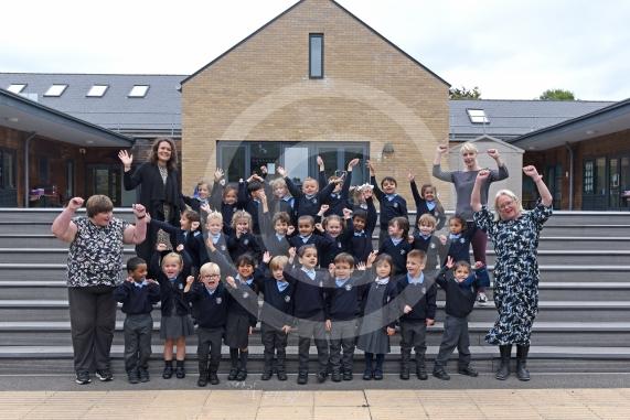 Zebra class with teacher Mrs Goodson-Smith and Ms McArdle and teaching assistants Miss Ward and Mrs Kirk at Oldfield Primary School. Photo by Emma Sheppard