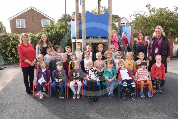 Foundation Class.LtoR Class Teacher Mrs Belinda Rowland, Class Teacher Miss Lauren Seymour, Teaching Assistant Mrs April Freed and Teaching Assistant Mrs Cathy Willis.The Colleton Primary School, Colleton Drive, Twyford.