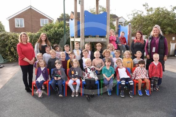Foundation Class.LtoR Class Teacher Mrs Belinda Rowland, Class Teacher Miss Lauren Seymour, Teaching Assistant Mrs April Freed and Teaching Assistant Mrs Cathy Willis.The Colleton Primary School, Colleton Drive, Twyford.