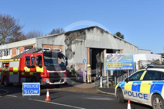 Firefighters were called to  Petersfield Avenue, Slough at around 4.15am this morning to a fire at a garage.
