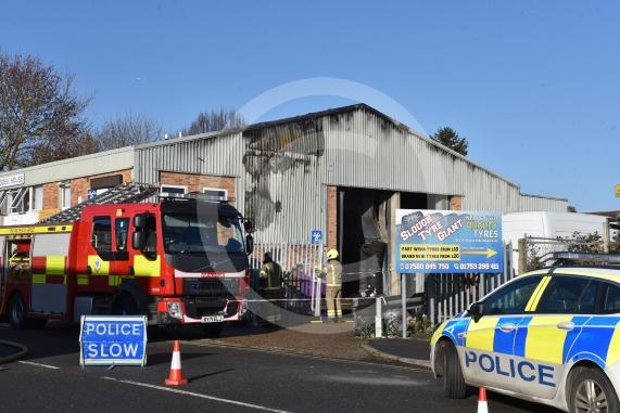 Firefighters were called to  Petersfield Avenue, Slough at around 4.15am this morning to a fire at a garage.
