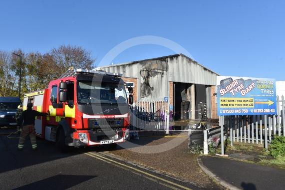 Firefighters were called to  Petersfield Avenue, Slough at around 4.15am this morning to a fire at a garage.