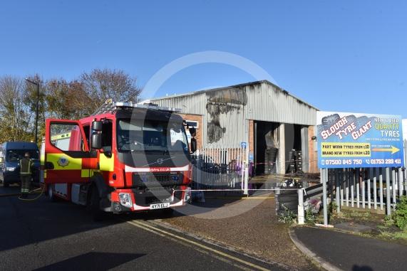 Firefighters were called to  Petersfield Avenue, Slough at around 4.15am this morning to a fire at a garage.