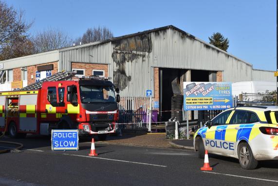 Firefighters were called to  Petersfield Avenue, Slough at around 4.15am this morning to a fire at a garage.