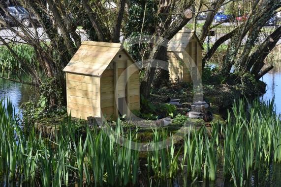 The pond on Lower Cippenham Lane, Cippenham2 new duck houses have been built but there&rsquo;s reports that pregnant ducks can&rsquo;t fit through the doorway on the houses.