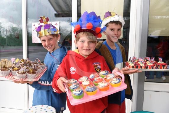 Organisers, LtoR Monty Garrett, 10, Drake Powell, 10 and Ben Brittain, 10.A fund-raising cake sale event at Holy Trinity C of E Primary School, School Lane, Cookham.