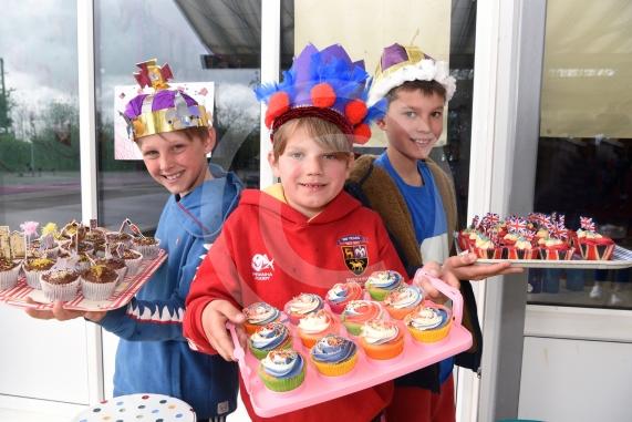 Organisers, LtoR Monty Garrett, 10, Drake Powell, 10 and Ben Brittain, 10.A fund-raising cake sale event at Holy Trinity C of E Primary School, School Lane, Cookham.