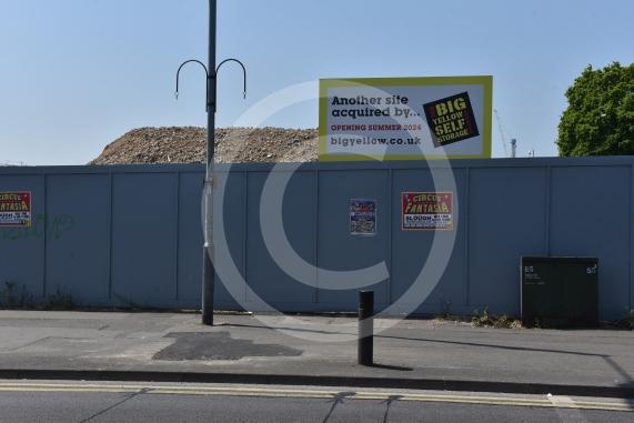 The former Sainsbury&rsquo;s site at 149 Farnham Road, Slough. A Big Yellow Storage three-storey building is replacing the supermarket. 