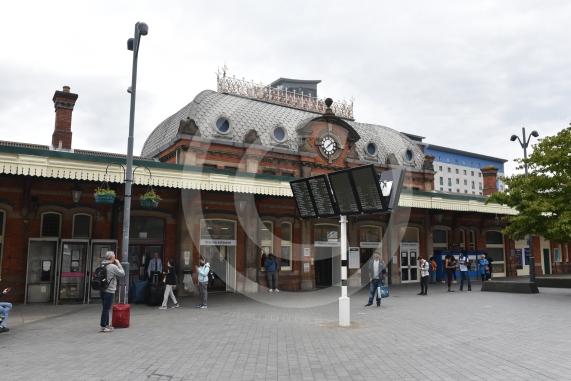 Slough train station forecourt - main entrance