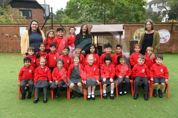 LtoR Class Teacher Miss Orla O'Shea and Teaching Assistant Miss Ismaa Munir.LtoR Class Teacher Miss Issy Longley, Teaching Assistant Mrs Shikha Joshi and Teaching Assistant Jan Larkin. Minnows Class.St Luke's CE Primary School, Cookham Road Maidenhead.