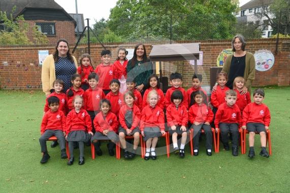 LtoR Class Teacher Miss Orla O'Shea and Teaching Assistant Miss Ismaa Munir.LtoR Class Teacher Miss Issy Longley, Teaching Assistant Mrs Shikha Joshi and Teaching Assistant Jan Larkin. Minnows Class.St Luke's CE Primary School, Cookham Road Maidenhead.
