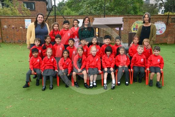 LtoR Class Teacher Miss Orla O'Shea and Teaching Assistant Miss Ismaa Munir.LtoR Class Teacher Miss Issy Longley, Teaching Assistant Mrs Shikha Joshi and Teaching Assistant Jan Larkin. Minnows Class.St Luke's CE Primary School, Cookham Road Maidenhead.