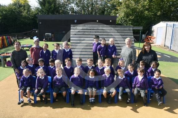 LtoR Class Teacher Mrs Rav Atwal, Teaching Assistant Mrs Tahani Salim, Teaching Assistant Miss Alice Pontin and Teaching Assistant Mrs Kerry Leigh. reception Class.St Peter's C of E Primary School, Minniecroft Road, Burnham.