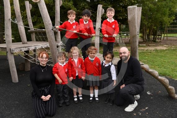 LtoR Teaching Assistant Miss Niamh Doyle and Class Teacher Mr Jack Collis. Nightingales Class.Bisham Primary School, Church Lane, Bisham.