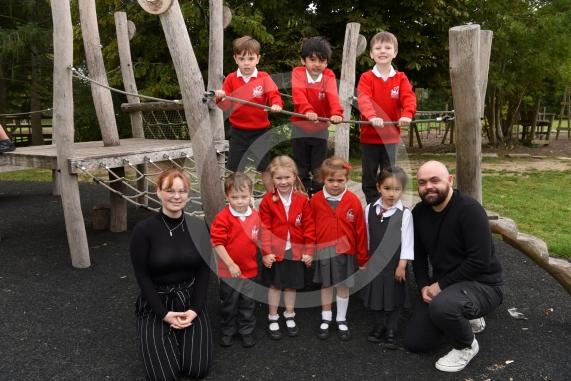 LtoR Teaching Assistant Miss Niamh Doyle and Class Teacher Mr Jack Collis. Nightingales Class.Bisham Primary School, Church Lane, Bisham.