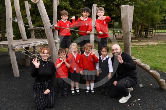 LtoR Teaching Assistant Miss Niamh Doyle and Class Teacher Mr Jack Collis. Nightingales Class.Bisham Primary School, Church Lane, Bisham.