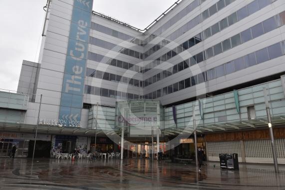 Outside Queensmere Shopping Centre, Slough High St. The redevelopment of the Queensmere Shopping Centre appears to have stalled. 