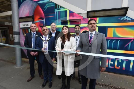 Slough Hub is unveiling a mural at Slough Station. The artist is Jho 
