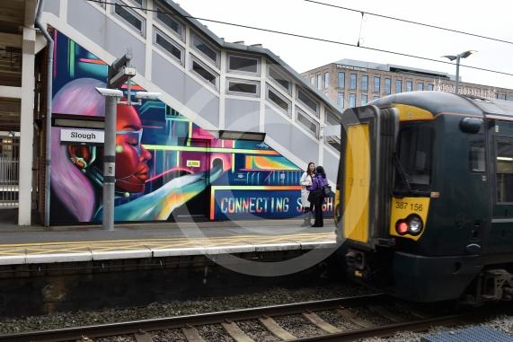 Slough Hub is unveiling a mural at Slough Station. The artist is Jho 