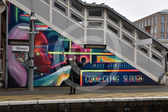 Slough Hub is unveiling a mural at Slough Station. The artist is Jho 