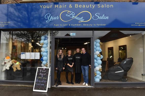 Your Beauty Salon, 65 The Parade, Bourne End, Buckinghamshire, SL8 5SB. A new health and beauty salon has opened in Bourne End. Salon owner Ludmila ‘Lucy’ Kuzmina and her staff at the premises. L-R Ludmila ‘Lucy’ Kuzmina, Katie Drozdzowska, Emily Nessling,  Derrick Webb