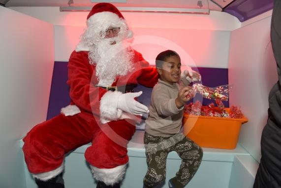 Maidenhead's Christmas Market & Christmas lights switch-on, Maidenhead Town Hall. SANTA on Sensory Bus, Stand Out For Autism