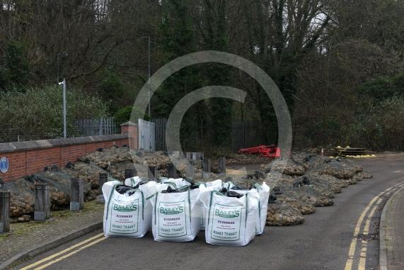 The Environment Agency is dropping 100 tonnes of rocks from a helicopter onto the embankments of the Jubilee River, Maidenhead. The channel has suffered from erosion due to recent storms and the rocks are planned to fix this.