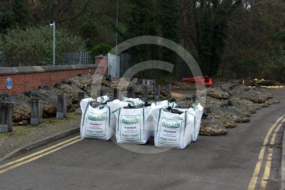 The Environment Agency is dropping 100 tonnes of rocks from a helicopter onto the embankments of the Jubilee River, Maidenhead. The channel has suffered from erosion due to recent storms and the rocks are planned to fix this.